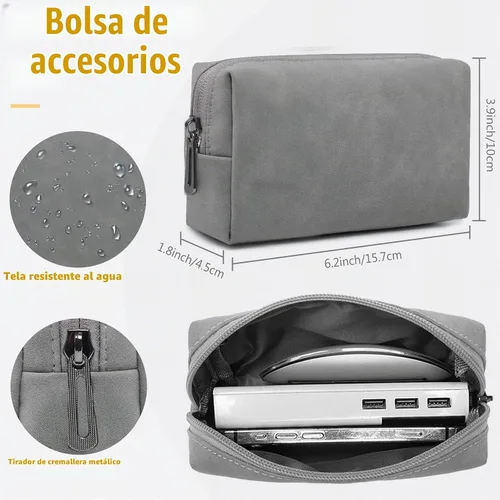 Vista 5 de HYZUO Funda para laptop de 13.3-14 pulgadas con función de soporte, gris