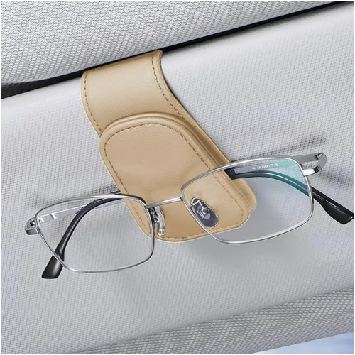 Vista 15 de zipelo Soporte para gafas de sol para coche con visera solar, 2 piezas de colgante de lentes de cuero magnético, clip de montaje para gafas de sol