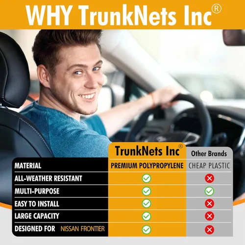 Vista 5 de Red de carga elástica de malla para maletero estilo sobre para Nissan Frontier 2013-2021 Organizadores y almacenamiento de maletero premium Red