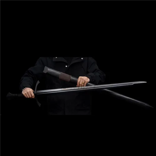 Vista 8 de Espada Medieval Claymore de 45 pulgadas Hecha a Mano Espadas Largas Reales Hoja Negra de Espiga Completa Autoensamblaje Desmontable Estilo Negro