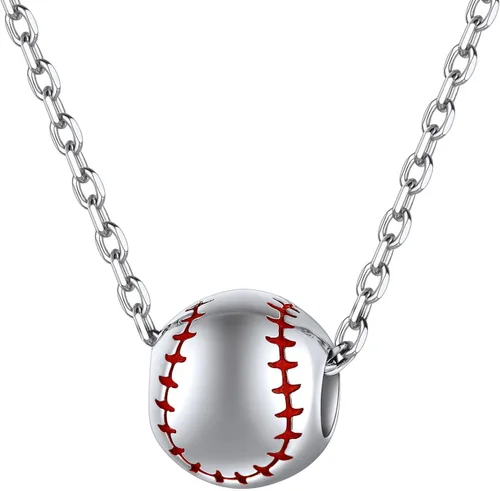 ChicSilver 925 Sterling Silver Baseball Necklaces for Women Men 3D Sports Jewelry for Baseball Lover Sport Fans (With Gift Box)