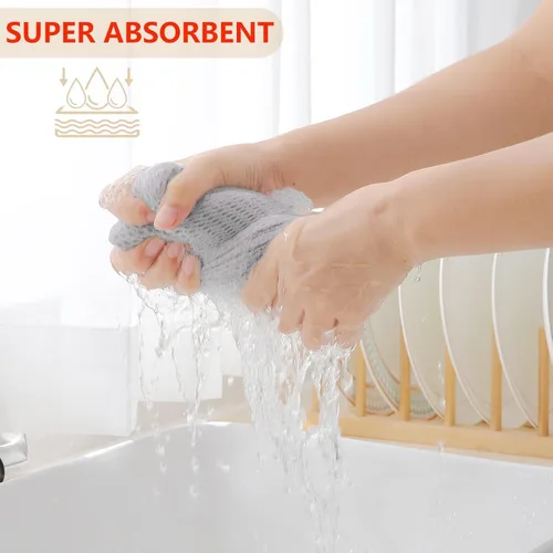 Vista 197 de Homaxy Paños de cocina de 100% algodón con tejido de gofre, ultra suaves, absorbentes, de secado rápido, 12 x 12 pulgadas, paquete de 6, amarillo