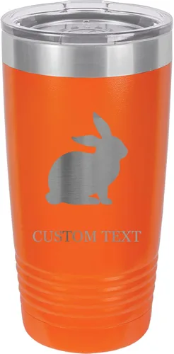 Vista 6 de 20-Ounce Vacuum Insulated Stainless Steel Tumbler Customized Double-Walled Laser Engraved Pink Coffee Mug, Rabbit, Personalized