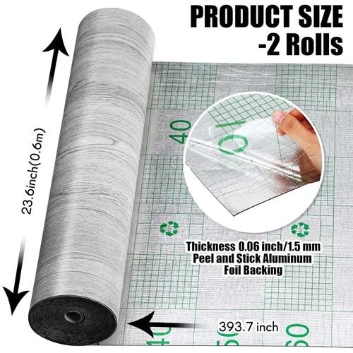 Vista 2 de 2 rollos de azulejos de vinilo para despegar y pegar, de 23.6 x 393.7 pulgadas, azulejos de vinilo de linóleo, tablones de vinilo impermeables