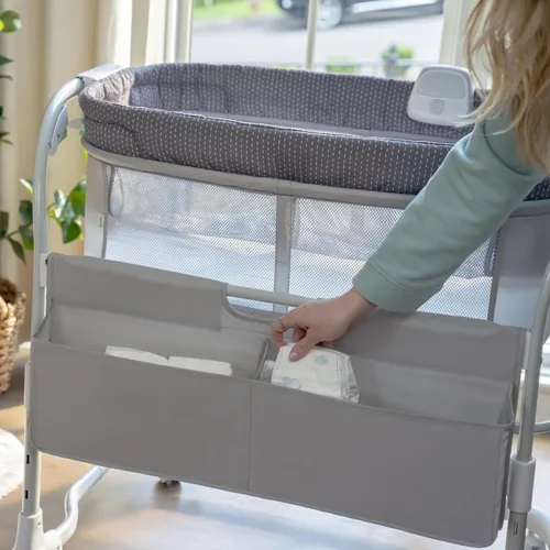 Vista 10 de Ingenuity Dream & Grow Moisés para Bebé de Cabecera con Colchón AirLoom, para Edades de 0-12 Meses, Altura Ajustable - Costura a Mano (Gris)