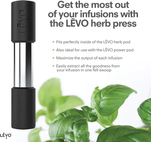 Vista 2 de Prensa de hierbas LĒVO - Prensa de hierbas de acero inoxidable y silicona - Accesorio para LĒVO I y LĒVO II - Extrae cada gota de tus infusiones