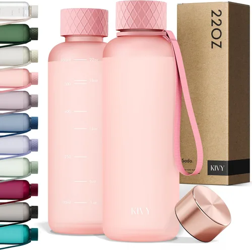Vista 11 de KIVY Botella de agua delgada de 22 onzas [ligera e inastillable] – Botella de agua reutilizable de Tritan – Botella a prueba de fugas para mujeres