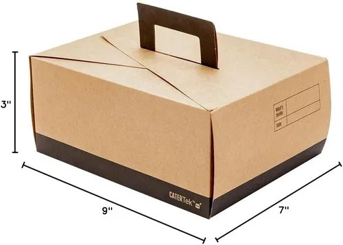 Vista 4 de Restaurantware Cater Tek - Cajas de alimentos de 9 x 7 x 3 pulgadas, 100 recipientes de alimentos resistentes a la grasa para llevar, con asa, papel
