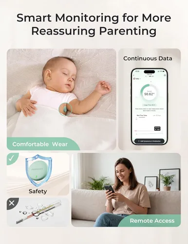 Vista 12 de Momcozy Termómetro digital portátil para bebé, termómetro inteligente preciso de grado médico, lecturas instantáneas, monitoreo en tiempo real