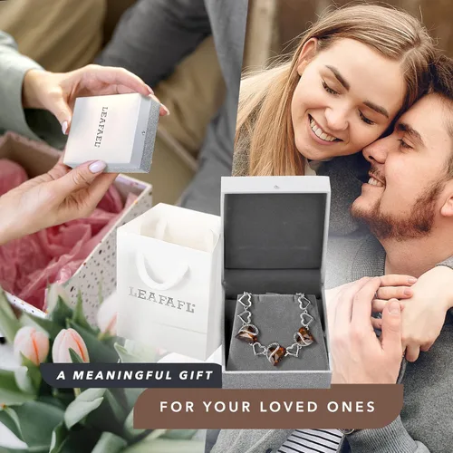 Vista 6 de Leafael - Pulsera de amor infinito con eslabones corazón de cristal y piedra natal regalos para mujer tono plateado 7 pulgadas con extensor de 2