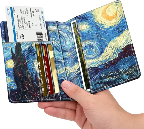 Vista 2 de Fintie Passport Holder, Slim Travel Wallet RFID Blocking Card Case Cover Passport Cover Protector Travel Essentials with Credit Card Slots for