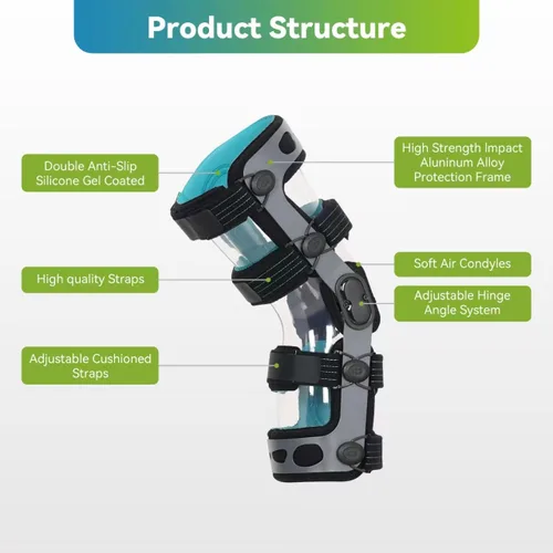 Vista 6 de Komzer Professional ACL Knee Brace for Men and Women, Hinged Knee Support for Torn ACL MCL Meniscus Tear Recovery, Adjustable ROM Limiter for Post