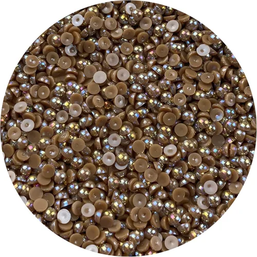 Vista 20 de 1500 piezas de cuentas de media perla beige AB de 4 mm de parte trasera plana para manualidades DIY, cuentas de perlas redondas de plástico