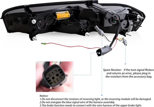 Vista 6 de Ensamble de luces traseras VLAND Compatible con Chevrolet Camaro 6ª generación 2016-2018 (LS, LT, RS, SS, ZL1), señal de giro amarilla, rojo