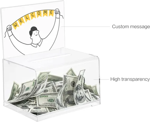 Vista 7 de Amazon Basics Urna con cerradura de llave, transparente