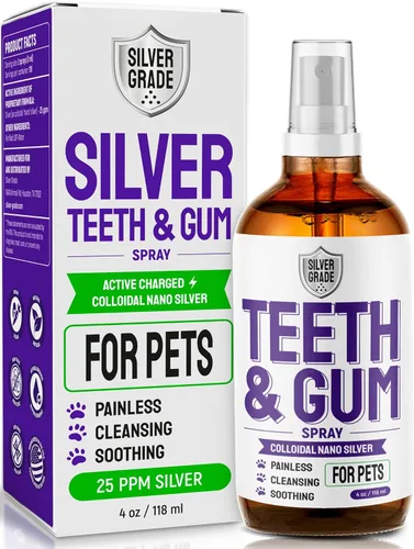 SILVER GRADE Spray para Aliento y Encías de Perros para Boca de Mascotas – Cuidado Dental para Gatos con Plata – Ambientador de Aliento para Perros