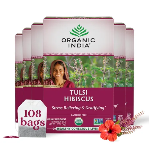 Vista 9 de Organic India - Té orgánico de Tulsi, té de hierbas, 18 bolsas de infusión. paquete de 6