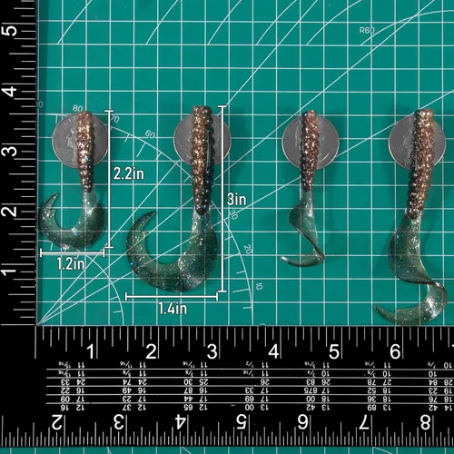 Vista 2 de Dr.Fish Señuelos de pesca blandos, cebos de plástico suave de 3 pulgadas, cebos de gusano Swimbaits de cinta, cola de cebo de sábalo para pesca