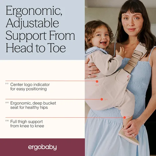 Vista 3 de Ergobaby Upsie Sling - Portabebés para bebés y niños pequeños de 6 a 48 meses (17-45 libras), portabebés ergonómico de 2 posiciones con bolsillo