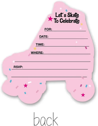 Vista 2 de Invitaciones de fiesta de patinaje sobre ruedas con sobres, juego de 20 invitaciones en forma de patín de ruedas, invitaciones de cumpleaños, baby