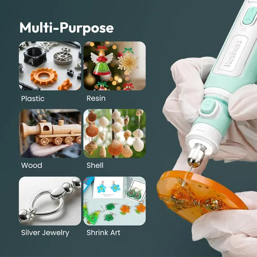 Vista 3 de Resiners Bolígrafo Taladro Eléctrico de Resina, Kit de Herramientas Rotativas Inalámbricas, 8 Velocidades Ajustables, Kit de Fabricación de Joyas