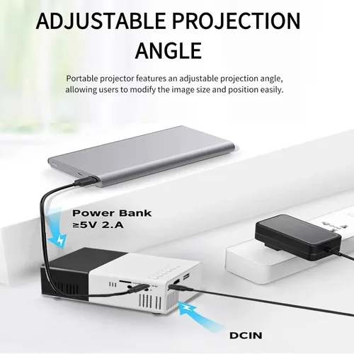 Vista 6 de Mini proyector 1080P HD proyector portátil para niños cine en casa videos negro o blanco proyector mini proyector para iphone proyectores de video