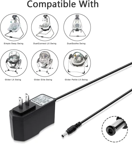 Vista 2 de boda Cable de alimentación para columpio de bebé de 5 V, adaptador de CA compatible con Graco Swings: Simple Sway, Glider LX, Glider Premier, Glider