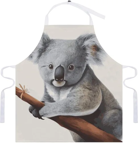Vista 7 de Personalized Koala And Butterfly Adult Apron, Kitchen Cooking Aprons for Woman Man, Adjustable Bib Apron with Pocket for Baking, BBQ Crafting