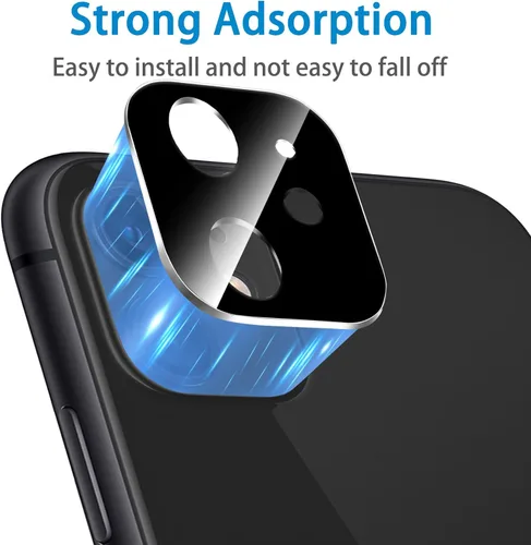 Vista 4 de Pack de 3. Protector de lente de cámara Dengduoduo para iPhone 11 y iPhone 12 Mini, Glitter Bling Sparkle Ultra HD, vidrio templado, dureza 9H