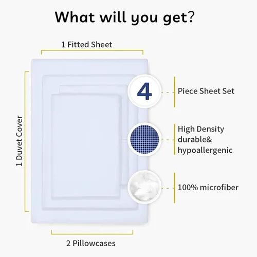 Vista 2 de Helloween - Juego de sábanas tamaño King, sábanas y fundas de almohada, 100% microfibra, bolsillo profundo, incluye 1 sábana encimera, 1 sábana