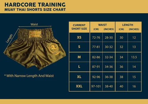 Vista 3 de Hardcore Training Pantalones cortos clásicos de Muay Thai Negro Blanco Rojo Camo Azul Kick Boxing MMA Combat Sport Sparring Trunks