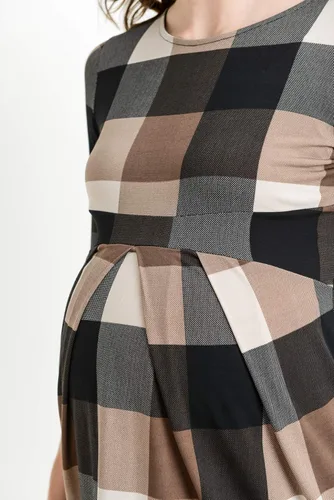 Vista 6 de LaClef - Blusa de maternidad para mujer, cuello redondo, manga 34, plisada al frente, estilo peplum
