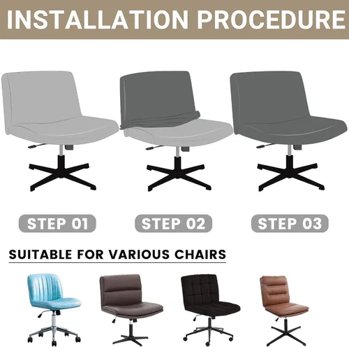 Vista 6 de Dimatic Fundas para Silla de Oficina sin Brazos Criss Cross Funda Ancha para Silla de Escritorio Funda Deslizable Elástica de Jacquard Silla Beige