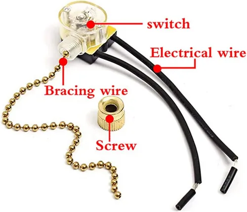 Vista 5 de Zing Ear ZE-109 - Interruptor de ventilador de techo con cables de tracción para ventiladores, lámparas y luces de pared, repuesto de control