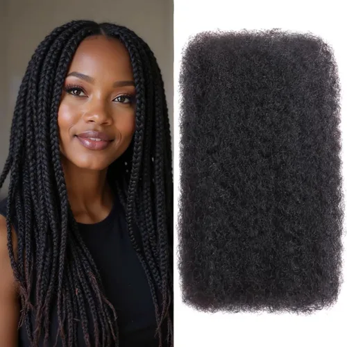Vista 13 de Afro Kinkys - Extensiones de cabello humano trenzado a granel para torsión, 1 paquete de 1.76 oz (50 g), extensiones de rastas de reparación