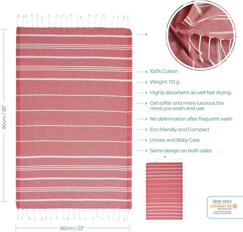 Vista 93 de Cacala Toallas de cocina 100% algodón turco, altamente absorbentes, suaves, de secado rápido, con lazo para colgar, para gimnasio, yoga, baño