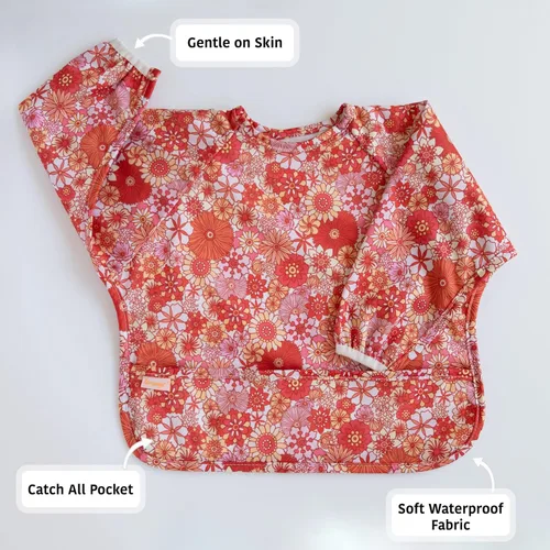 Vista 6 de Torange Babero de bebé, babero de manga larga para niño, baberos impermeables para bebé, bata de destete para bebé, babero de alimentación lavable a