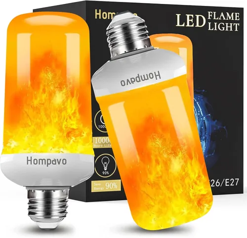 Vista 13 de Hompavo 【Actualizadas】Bombillas LED de llama, 4 modos de bombillas parpadeantes con efecto invertido, bombilla de llama E26 para Halloween, Navidad