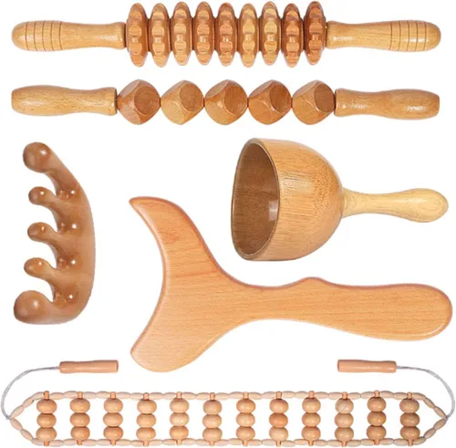 Herramientas de masaje de terapia de madera, kit de maderoterapia, herramientas de escultura corporal para drenaje linfático y anticelulitis.