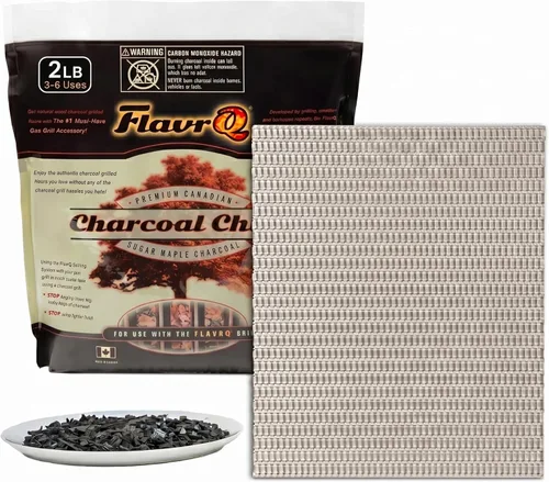 Vista 11 de Bolsa de 2 libras de chips de carbón de FlavrQ® - Convierta la parrilla de gas a carbón en segundos - 100% natural y libre de químicos, madera