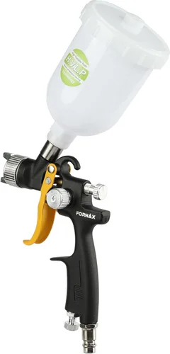 Vista 7 de FORNAX Mini pistola de pintura HVLP con boquilla de 0.031 in, capacidad de 250 cc, cepillo y llave