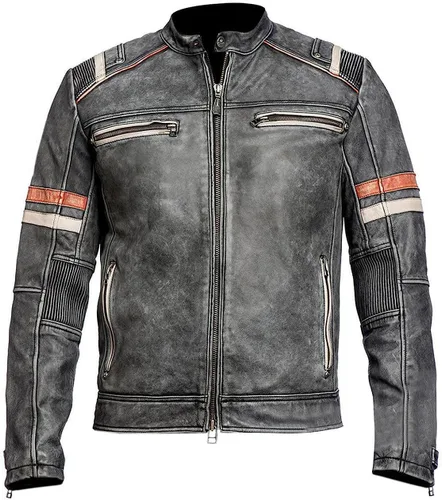 Chaqueta de cuero Cafe Racer para hombre, estilo vintage, retro, para motociclista, para motocicleta