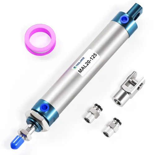 Vista 21 de TAILONZ PNEUMATIC Cilindro de Aire de 16mm Orificio 25mm Carrera de Doble Acción con Conector Y y 2 Piezas de Conexión de 6mm MAL16x25