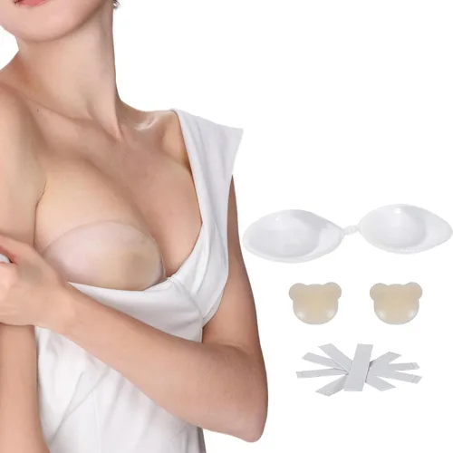 EMOET Insertos de sujetador adhesivo sin tirantes, almohadillas de gel transparente para realzar, sujetador adhesivo de silicona sin costuras con