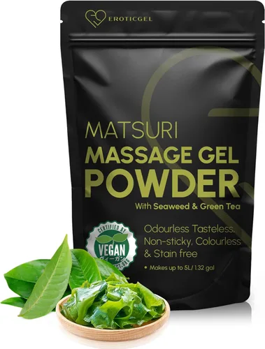 Gel en polvo japonés Nuru Masaje 1.76 oz – Matsuri Edition | Bolsa resellable | Algas marinas y té verde | Fabricado en Japón | Resbaladizo,