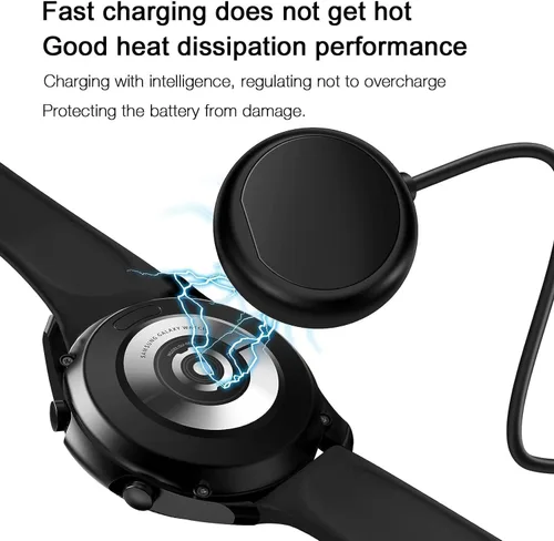 Vista 2 de Cargador de reloj compatible con Samsung Galaxy Watch 8/8 Classic, 7/6/Ultra, 5/5 Pro/4/4/6 Classic/3/Active 2/Active 1, adaptador y cable de carga