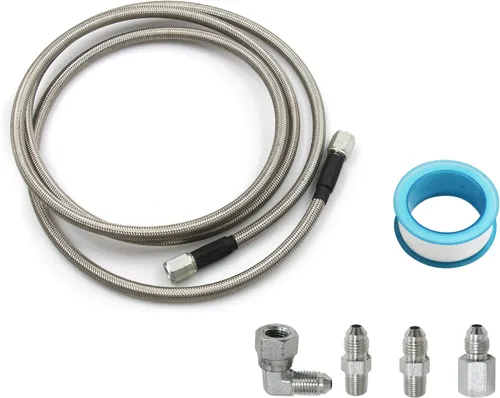 Vista 4 de Línea trenzada de acero inoxidable 4AN Multi Tamaño remoto Turbocompresor Sensor Teflon Gauge Line Kit (48 pulgadas)