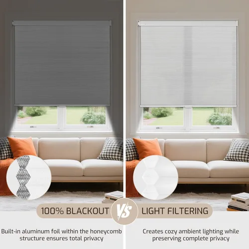 Vista 7 de Grandekor Persianas celulares inalámbricas sin taladro, sin herramientas, opacas, persianas de panal para ventanas interiores, protección UV