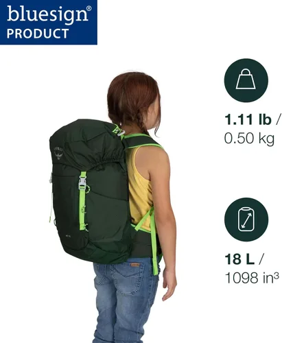 Vista 2 de Mochila de senderismo Osprey Jet 18L para niños, Azul Spikemoss