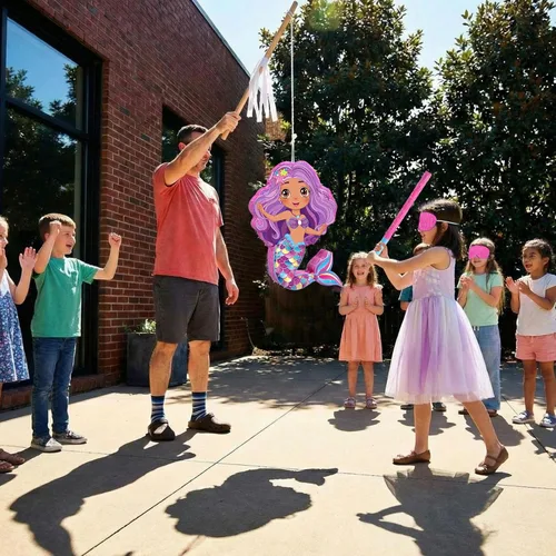 Vista 7 de Paquete de piñata de sirena, 16.1 pulgadas con murciélago vendado